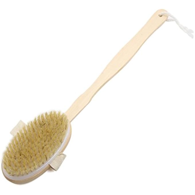 Ruilogod Beige Long Detachable Wooden Handle Bathing Shower Back Brush Spa Scrubber (id: 30f 176 6e8 c24 107 - Image 2